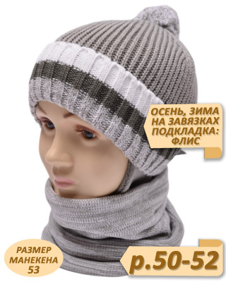 Шапка для мальчика, Осень-Зима, арт.421626 светло-серый